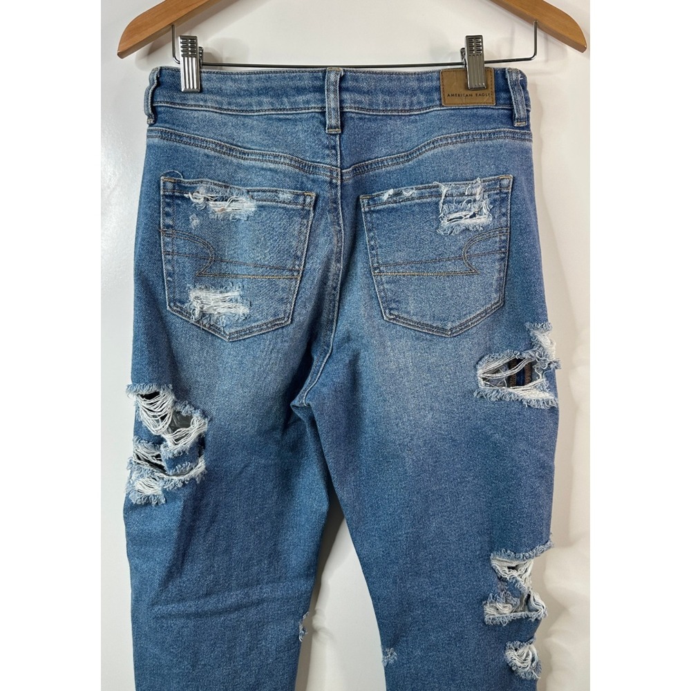 American Eagle Distressed Mom Jeans Size 6 Destroyed Ripped Grunge High Rise - Picture 8 of 13